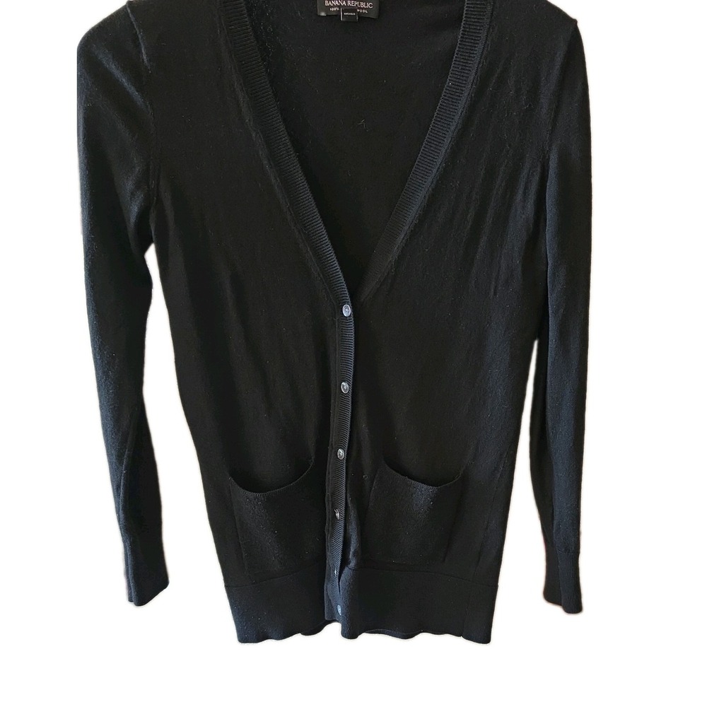 Banana Republic 100% Merino Wool Cardigan Sweater Black Size XS  Button Front